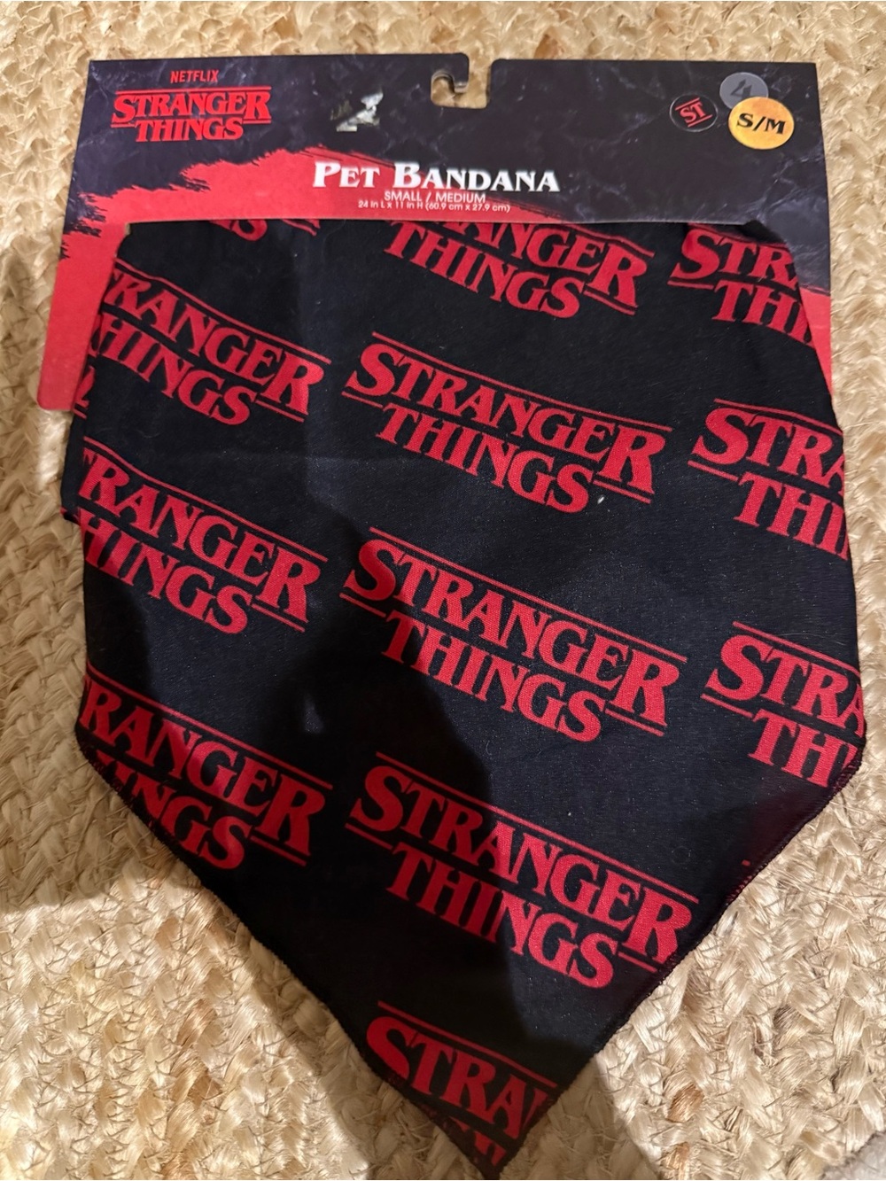 Stranger Things Netflix Dog Pet Bandana Black Red Size S/M Brand New